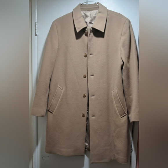 Lands' End 100% Wool Women's Camel Overcoat - Size 44 - Picture 6 of 16